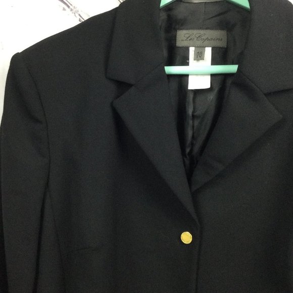 Les Copains Black Wool Blend Blazer Jacket 46 10 - Picture 3 of 12
